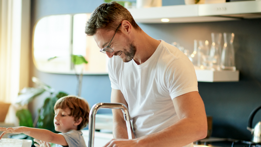 struggling to lose weight image of a man laughing with a boy