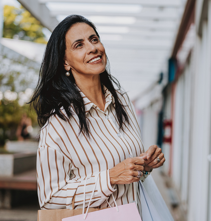 bioidentical hormone replacement therapy image with woman shopping