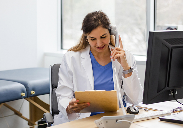 working with belmar doctor on phone