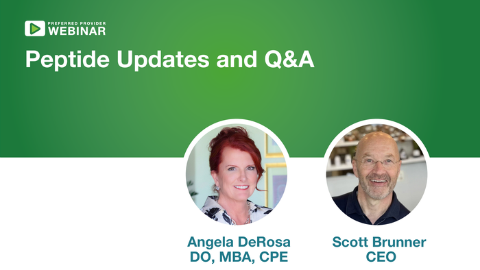 Webinar graphic for an update and Q&A session featuring Angela DeRosa and Scott Brunner.