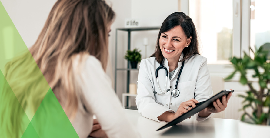 A healthcare provider discussing health results with a patient
